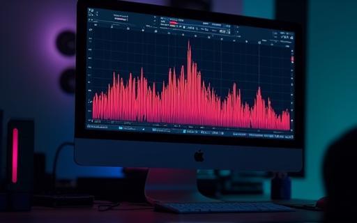 Interface de um software de equalização de áudio exibida na tela, mostrando controles de frequência.